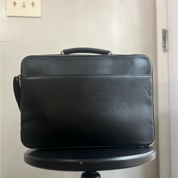 Versace Medusa Genuine Leather Business Bag Black - Picture 1 of 11